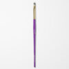 Purple and gold cat tongue makeup brush with white bristles on a plain white background.